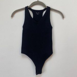 Black Ribbed Seamless Tank Top Bodysuit Size M/L